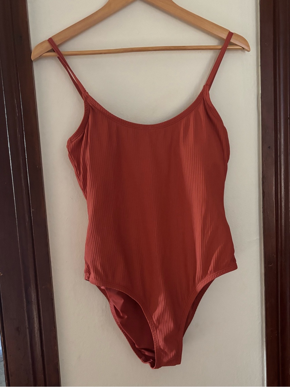Rust Red Ribbed One-Piece Swimsuit - Women